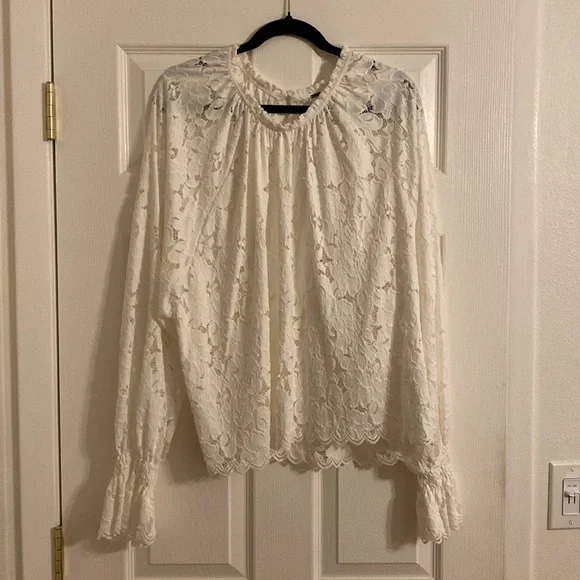 Free Peoplele White Stretchy Top XL - Picture 2 of 9